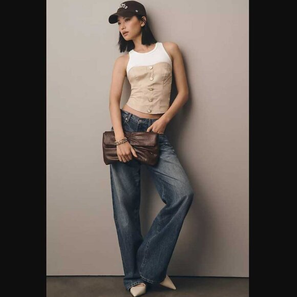 New M Anthropologie x Porridge corset twofer tank top - Picture 2 of 10